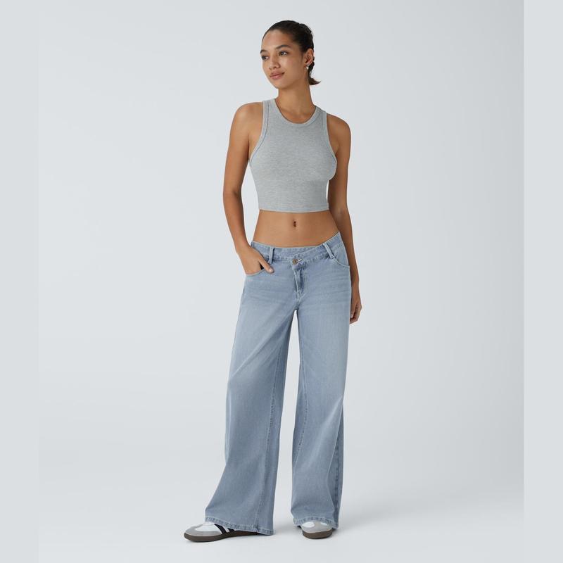 Lounge Flex PerfectFit™ Asymmetric Baggy Wide-Leg Jeans - Lounge