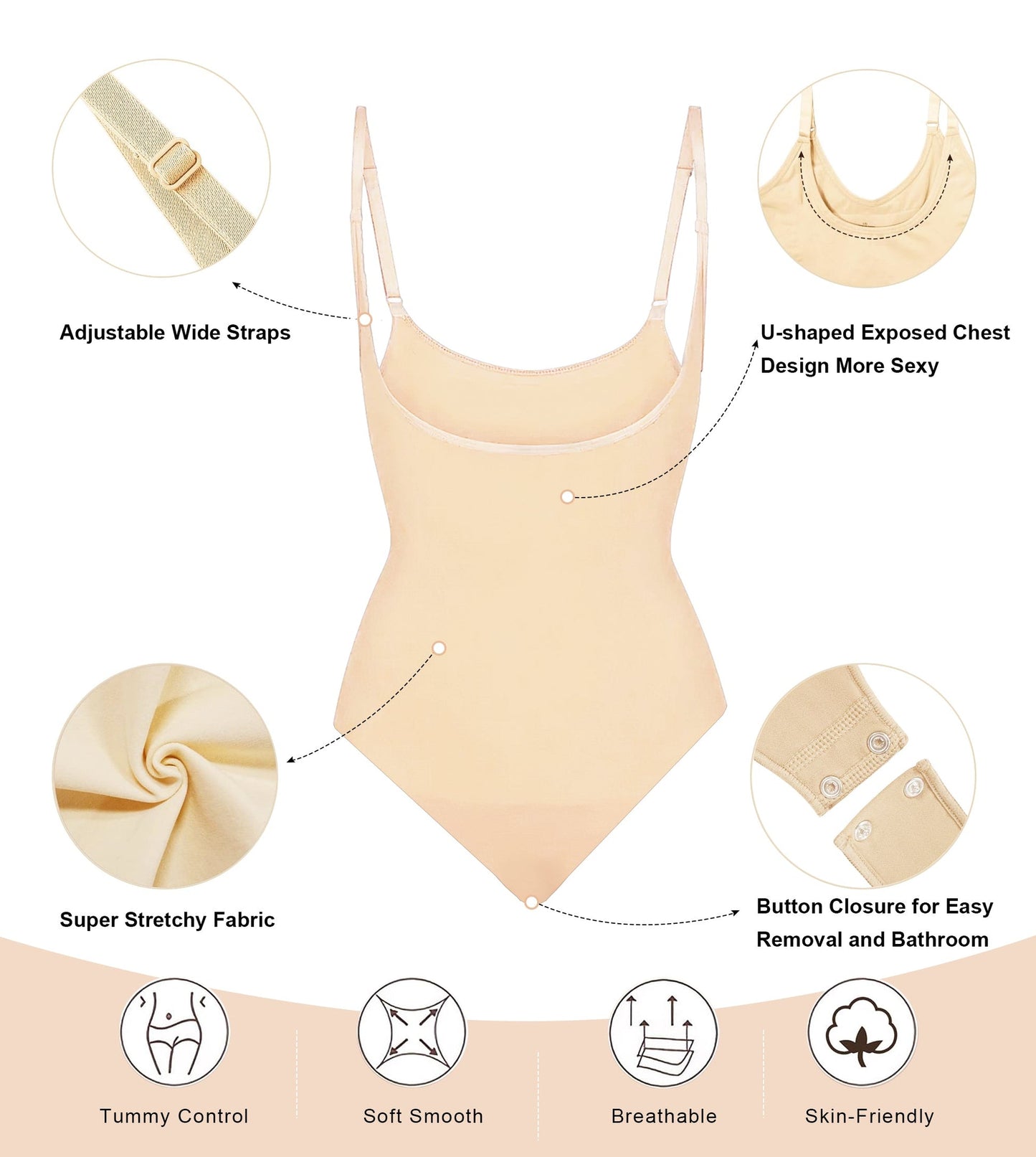 Velare Seamless Open-Bust Tummy Control Thong Bodysuit