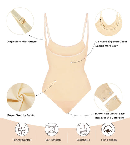 Velare Seamless Open-Bust Tummy Control Thong Bodysuit