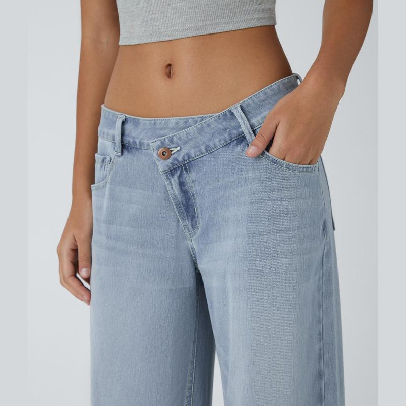 Lounge Flex PerfectFit™ Asymmetric Baggy Wide-Leg Jeans - Lounge