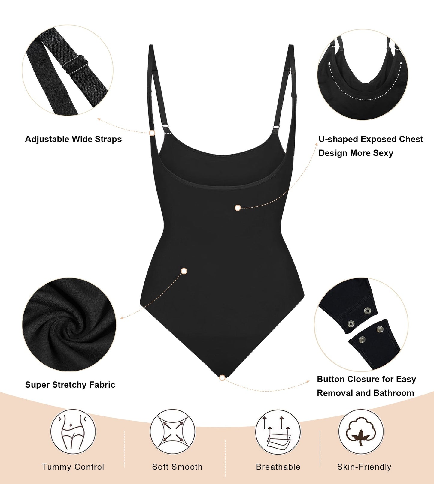 Velare Seamless Open-Bust Tummy Control Thong Bodysuit