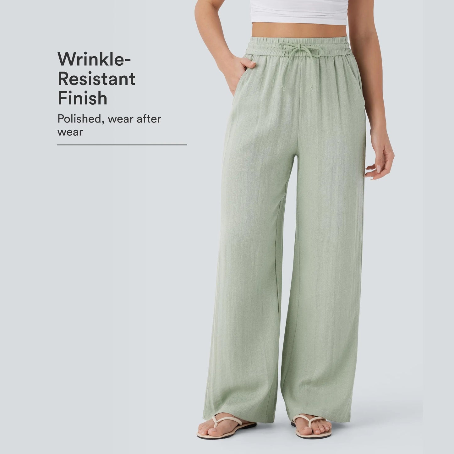 Serena Airy Linen-Feel Wide-Leg Pants