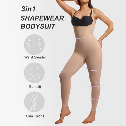 VELARE 3-in-1 Seamless Open-Bust Tummy Control Legging Bodysuit