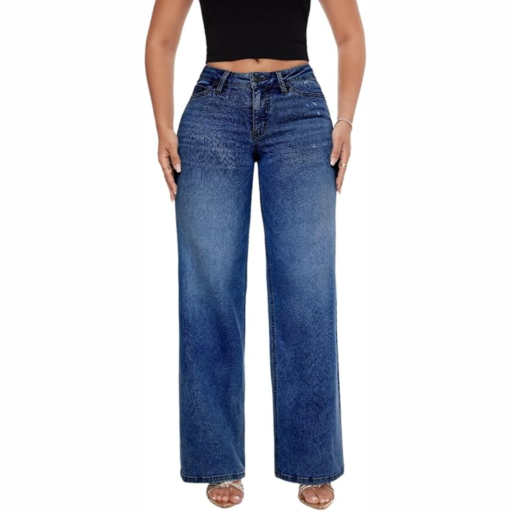 Lounge™ Mid-Low Rise Stretch Wide-Leg Baggy Jeans - Lounge