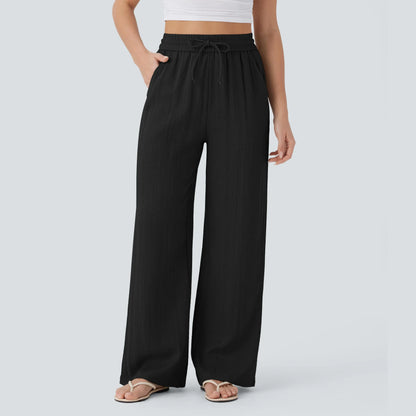 Serena Airy Linen-Feel Wide-Leg Pants