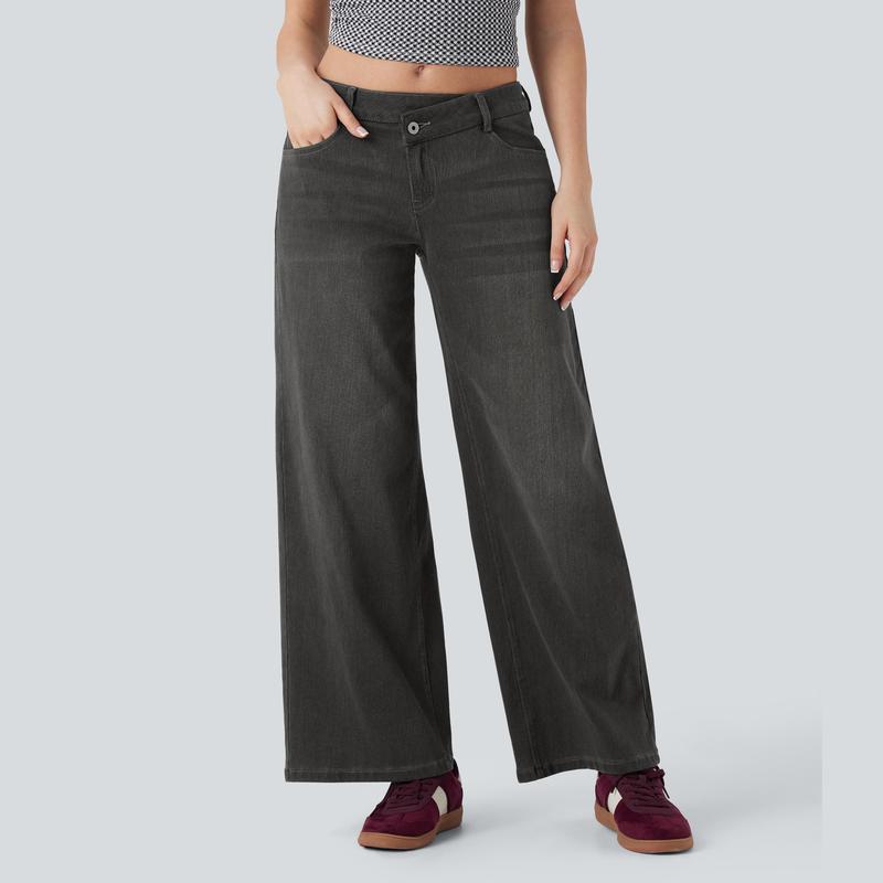 Lounge Flex PerfectFit™ Asymmetric Baggy Wide-Leg Jeans - Lounge