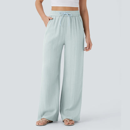 Serena Airy Linen-Feel Wide-Leg Pants