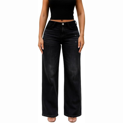 Lounge™ Mid-Low Rise Stretch Wide-Leg Baggy Jeans - Lounge