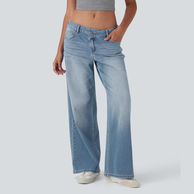 Lounge Flex PerfectFit™ Asymmetric Baggy Wide-Leg Jeans - Lounge