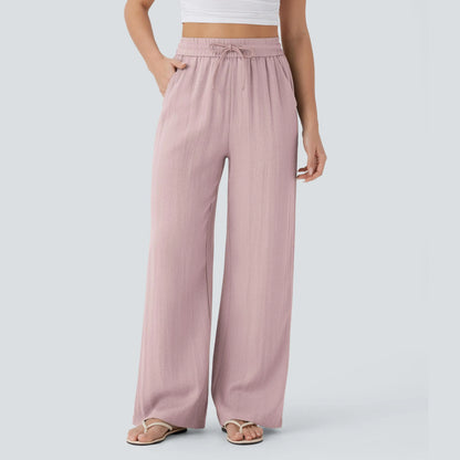 Serena Airy Linen-Feel Wide-Leg Pants