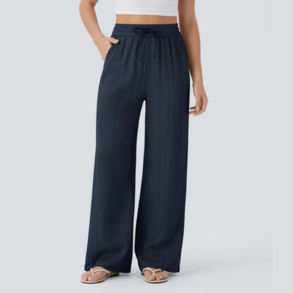 Serena Airy Linen-Feel Wide-Leg Pants