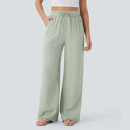Serena Airy Linen-Feel Wide-Leg Pants