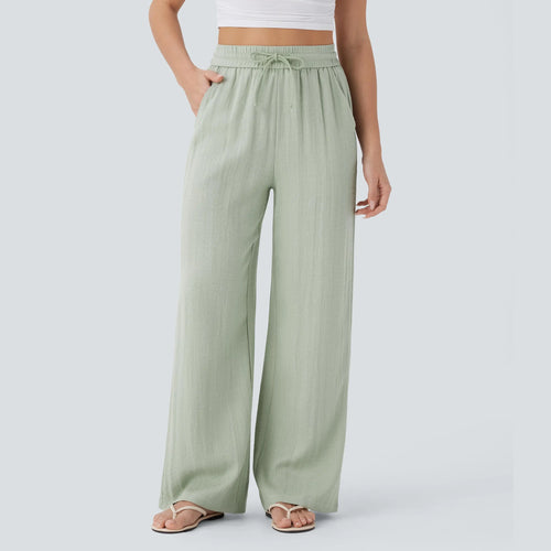 Serena Airy Linen-Feel Wide-Leg Pants