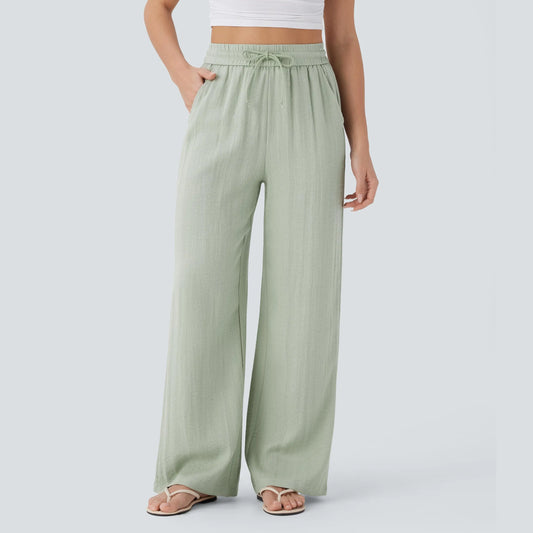 Serena Airy Linen-Feel Wide-Leg Pants