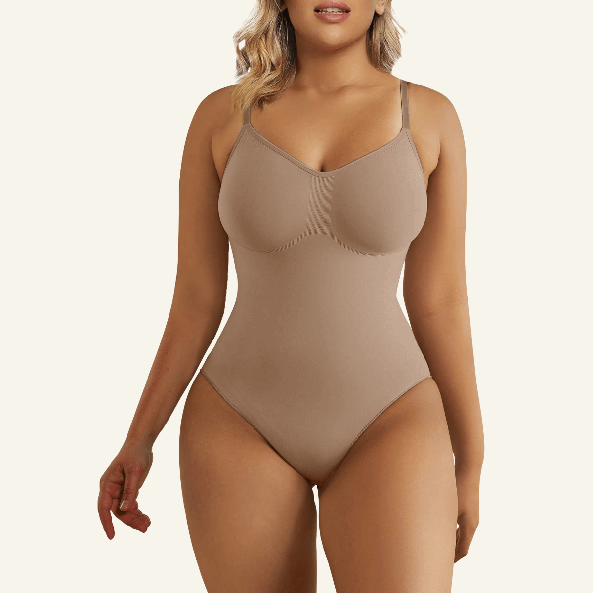 VELARE Seamless Adjustable Straps Tummy Control Thong Bodysuit