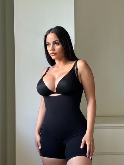 Velare Seamless Open-Bust Tummy Control Shorts Bodysuit
