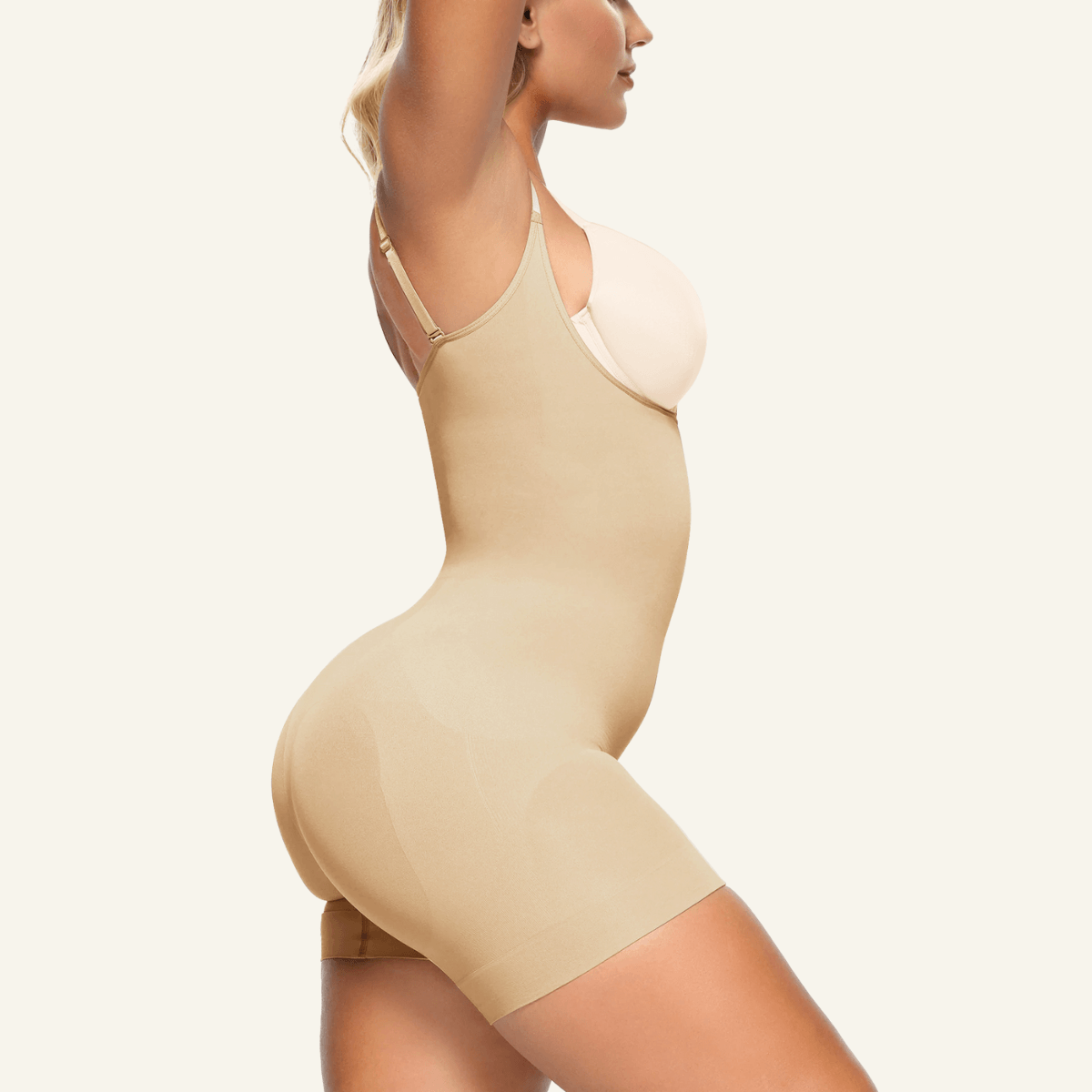 Velare Seamless Open-Bust Tummy Control Shorts Bodysuit