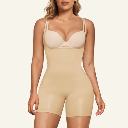 Velare Seamless Open-Bust Tummy Control Shorts Bodysuit