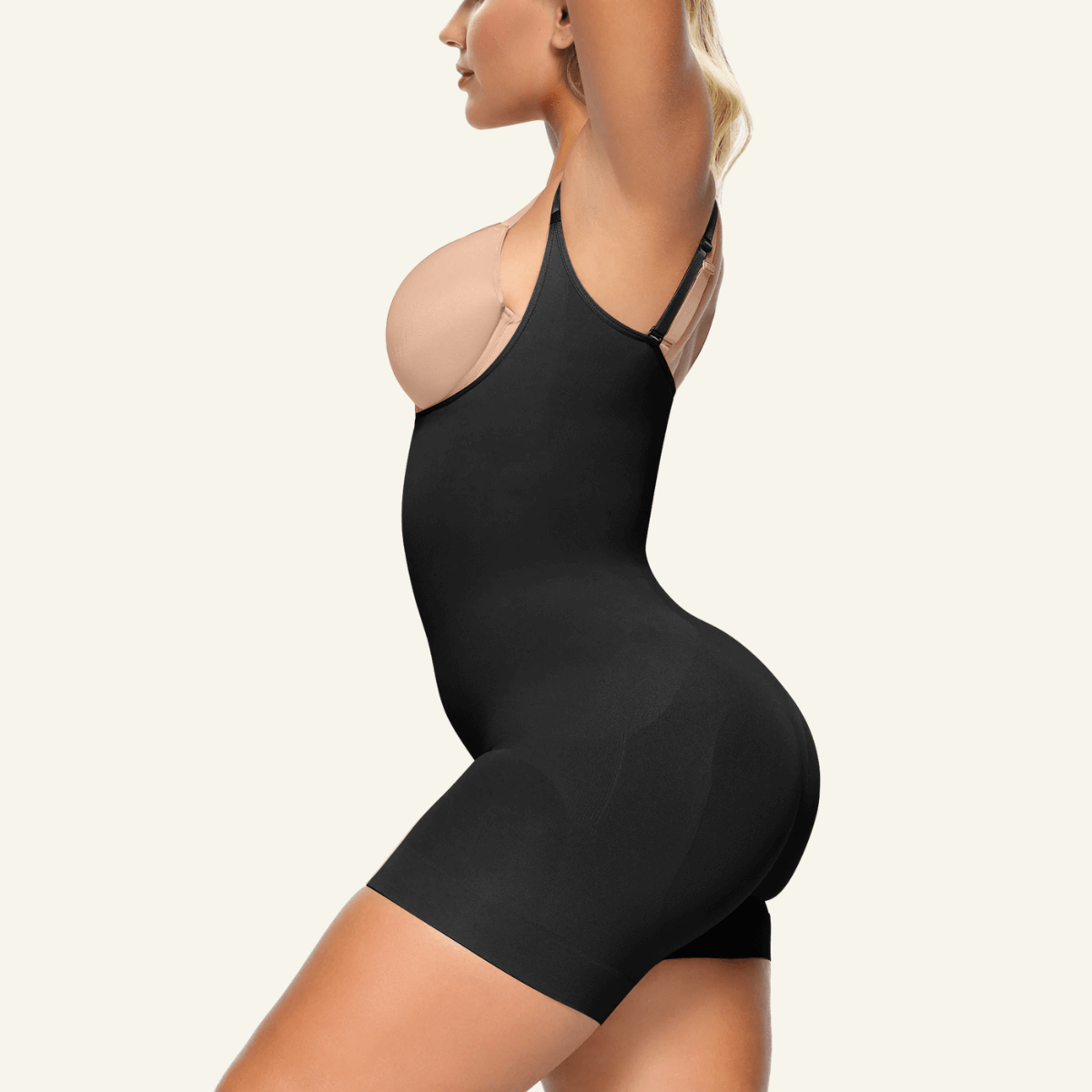 Velare Seamless Open-Bust Tummy Control Shorts Bodysuit