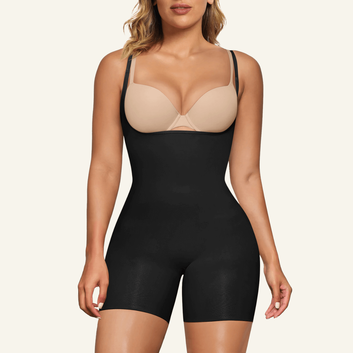 Velare Seamless Open-Bust Tummy Control Shorts Bodysuit