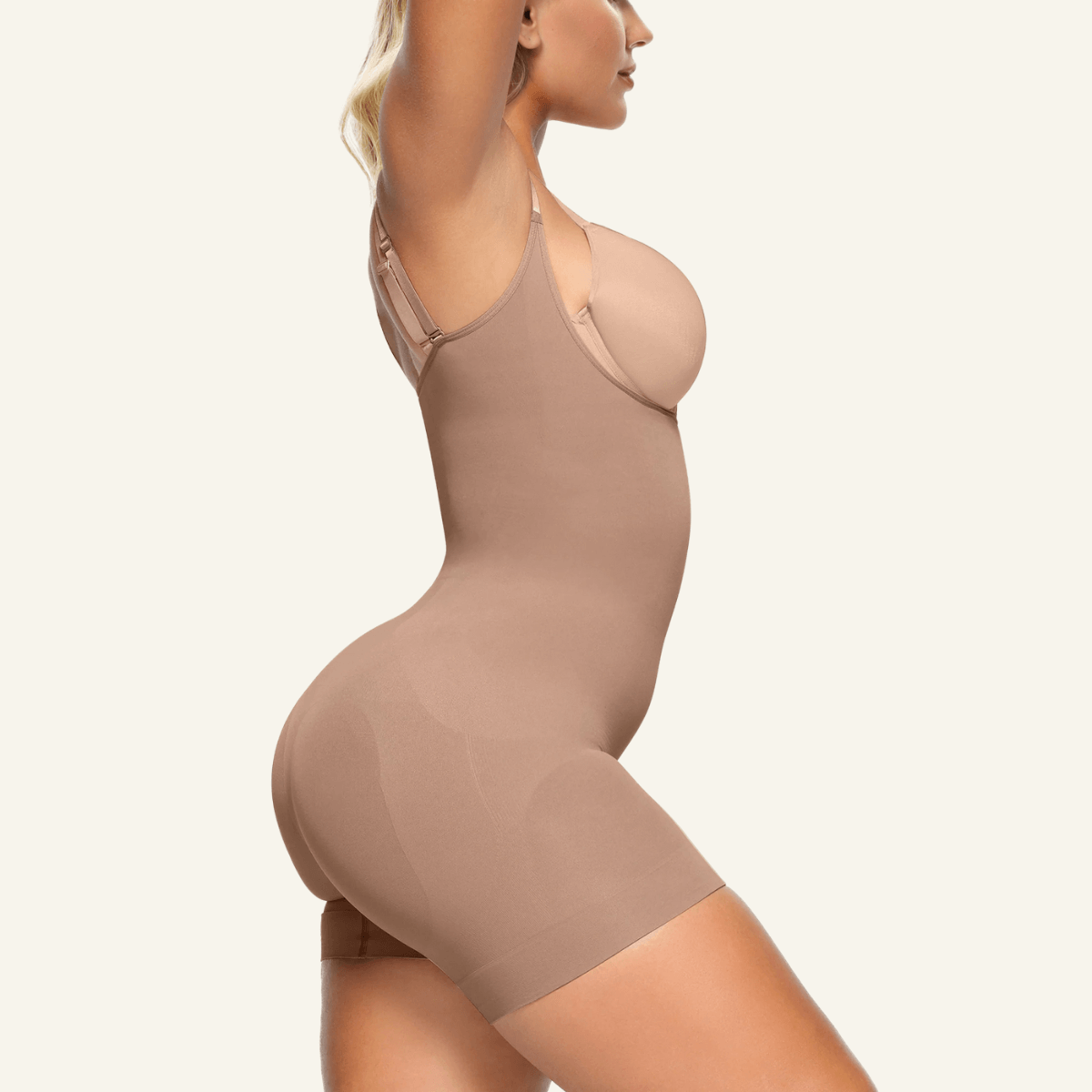 Velare Seamless Open-Bust Tummy Control Shorts Bodysuit