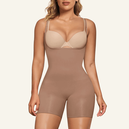 Velare Seamless Open-Bust Tummy Control Shorts Bodysuit