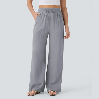 Serena Airy Linen-Feel Wide-Leg Pants