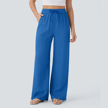 Serena Airy Linen-Feel Wide-Leg Pants