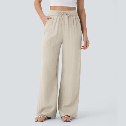 Serena Airy Linen-Feel Wide-Leg Pants