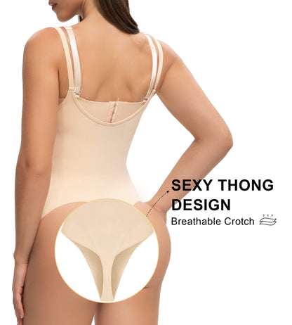 Velare Seamless Open-Bust Tummy Control Thong Bodysuit