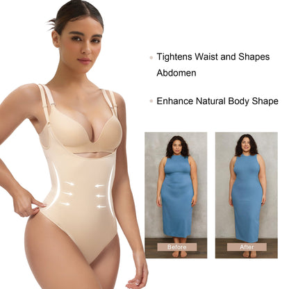 Velare Seamless Open-Bust Tummy Control Thong Bodysuit