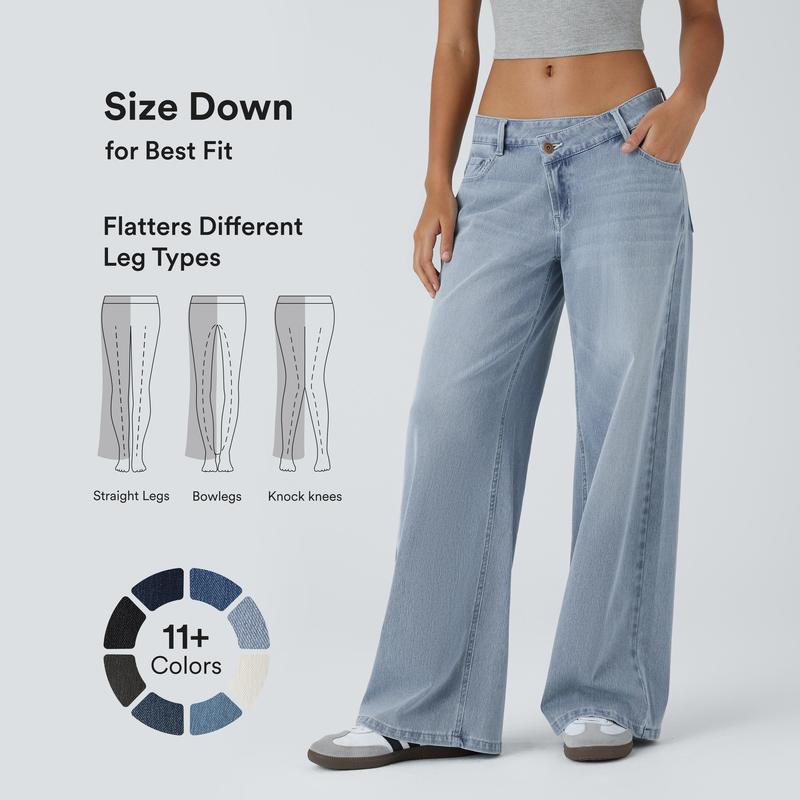 Lounge Flex PerfectFit™ Asymmetric Baggy Wide-Leg Jeans - Lounge